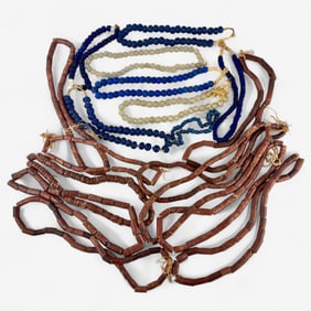 Large Grouping of Glass and Stone African Necklaces