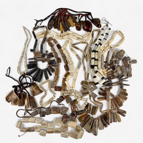 Large Group of Bone and Stone African Necklaces