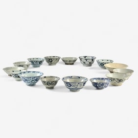 Large Group of Early Blue and White Asian Porcelains