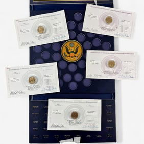 Group of Sealed Mintage, Presidential Dollars and Case