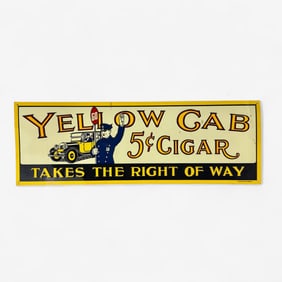 Early SST Yellow Cab Embossed Advertising Sign