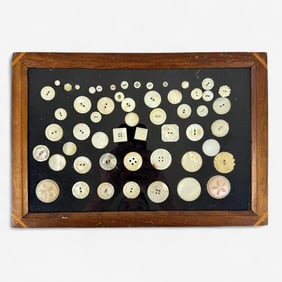 Collection of Mother of Pearl Buttons in a Case