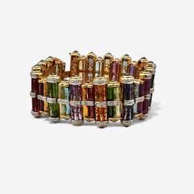 Ladies 18K, Diamond and Gemstone Bracelet