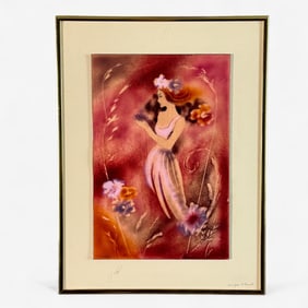 Pair of Evelyn Staub Enamel on Copper Paintings