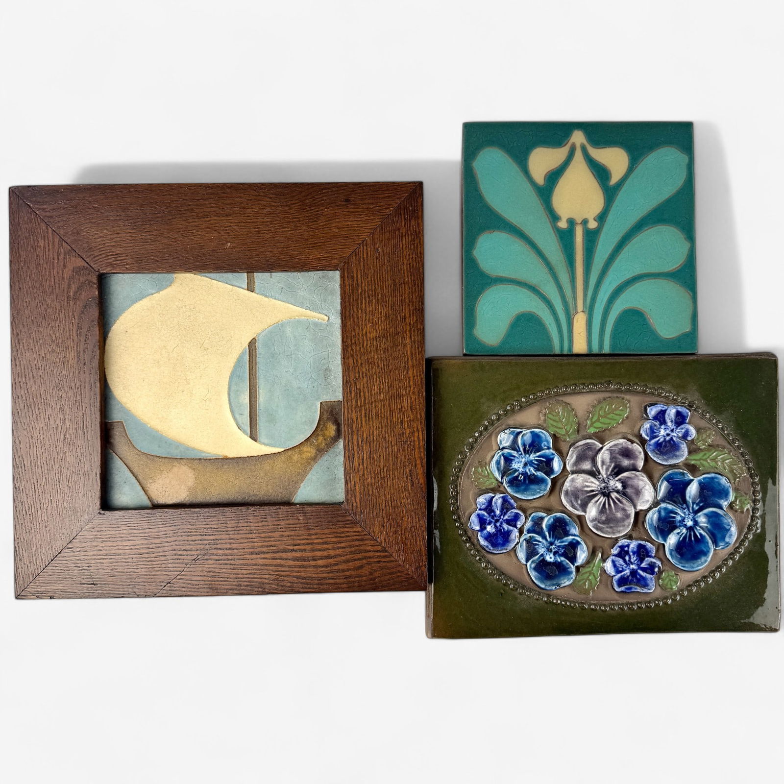 Three Art Pottery Tiles, Incl. Van Briggle (1 of 7)