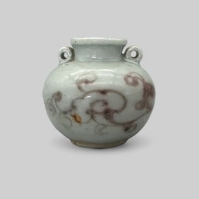Porcelain Jar with Underglaze Red Decoration, Yuan