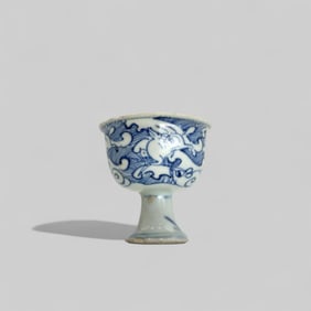 Porcelain Stemcup in Underglaze Blue, Ming