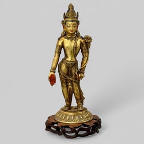 Sino-Tibetan Bronze Figure of Standing Maitreya