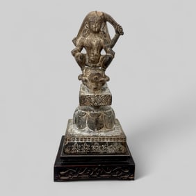 Early Hindu Stone Deity Sculpture on Stand