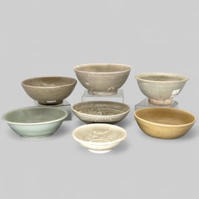 Group of Longquan Celadon Bowls, 7 in Total