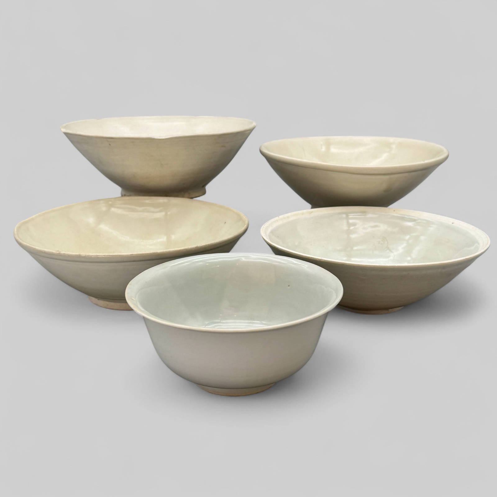 Five Qingbai Ware Celadon Bowls
