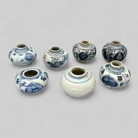 Seven Ming Blue and White Porcelain Jars