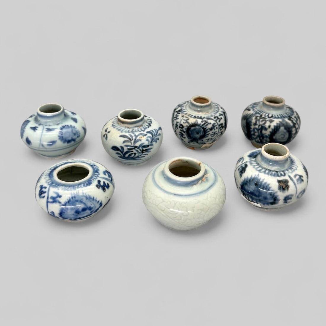 Seven Ming Blue and White Porcelain Jars