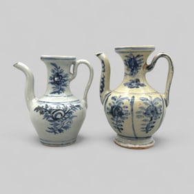 Pair of Ming Blue and White Teapots