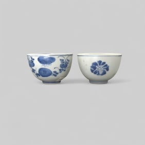 A Pair of Ming Blue and White Cups