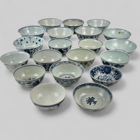 Large Collection of Ming Blue and White Bowls