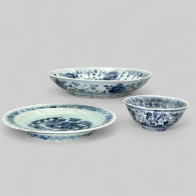 Three Ming Blue and White Porcelains