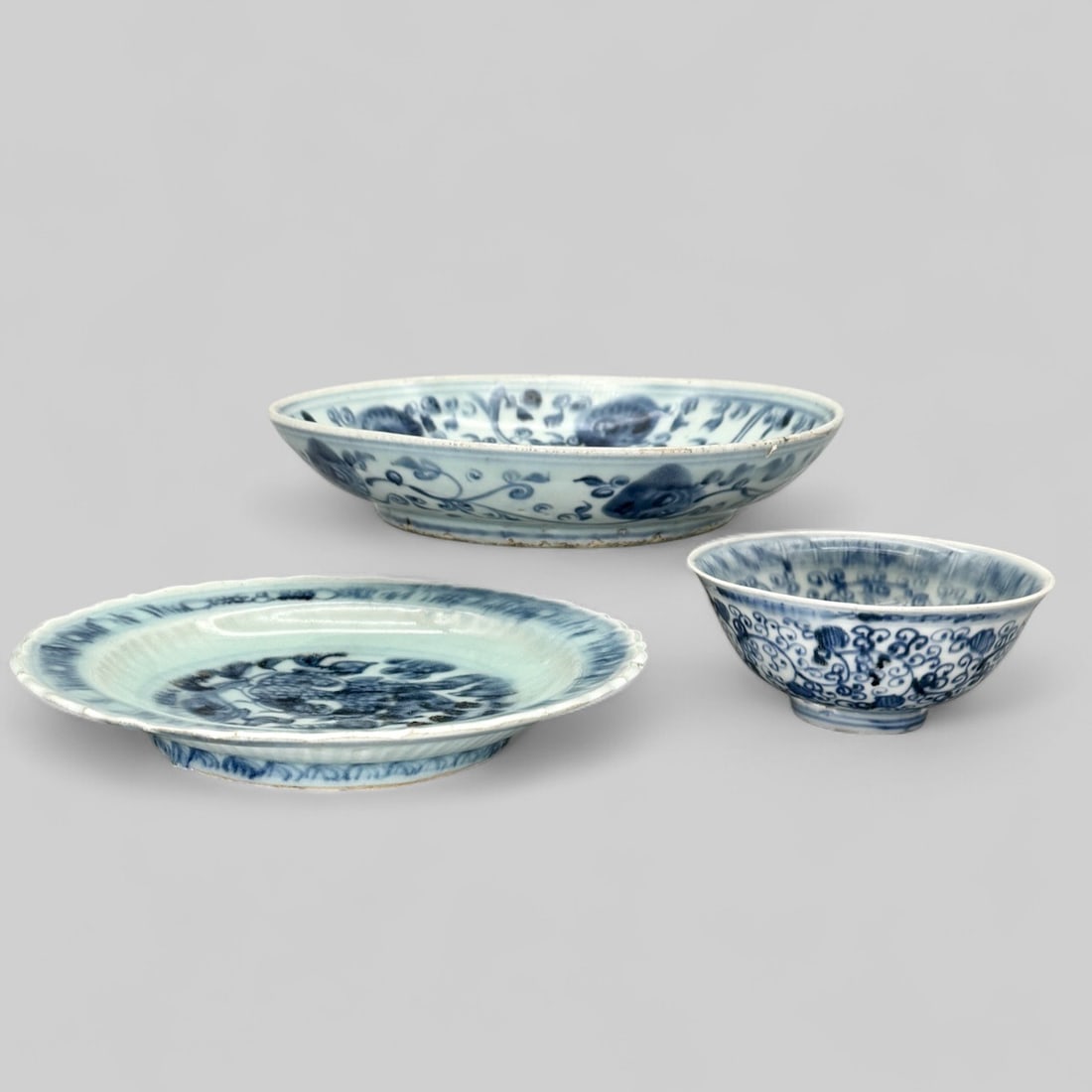 Three Ming Blue and White Porcelains