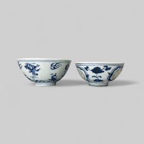 Pair of Ming Blue and White Bowls