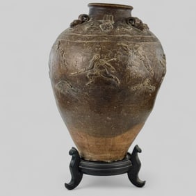 Massive Chinese Brown-Glazed Martaban Jar