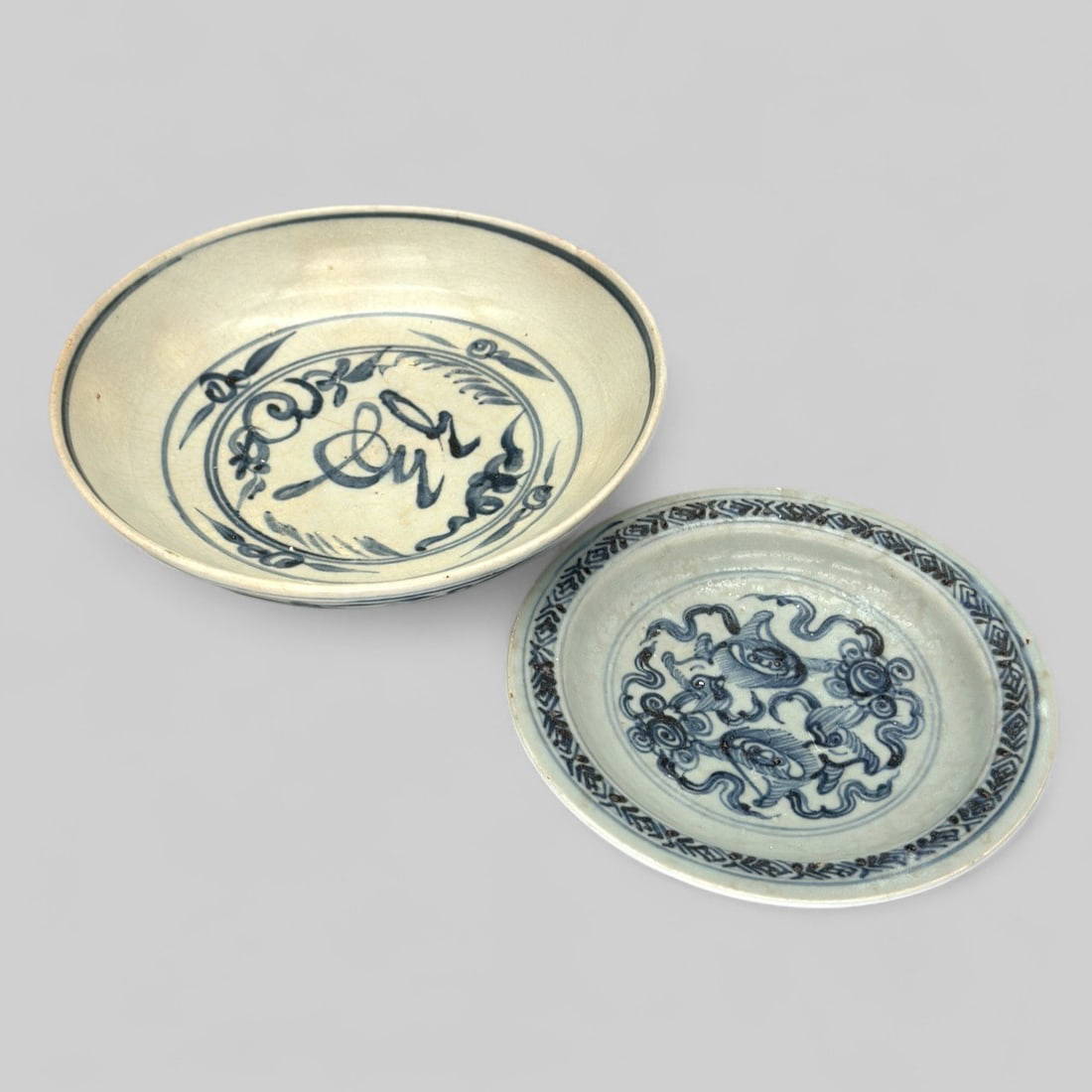 Pair of Ming Blue and White Chargers