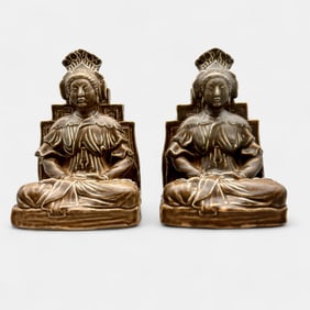 Uncommon Rookwood Buddah bookends, 1918.