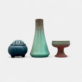 Three Rookwood production items in mat glaze.