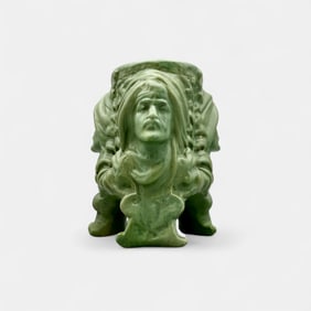 Rare Strobl vase with turbaned men at 3 corners