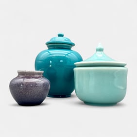 Three Kenton Hills Porcelains items, two vases and bowl