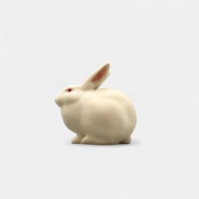 Rookwood hand tinted rabbit paperweight