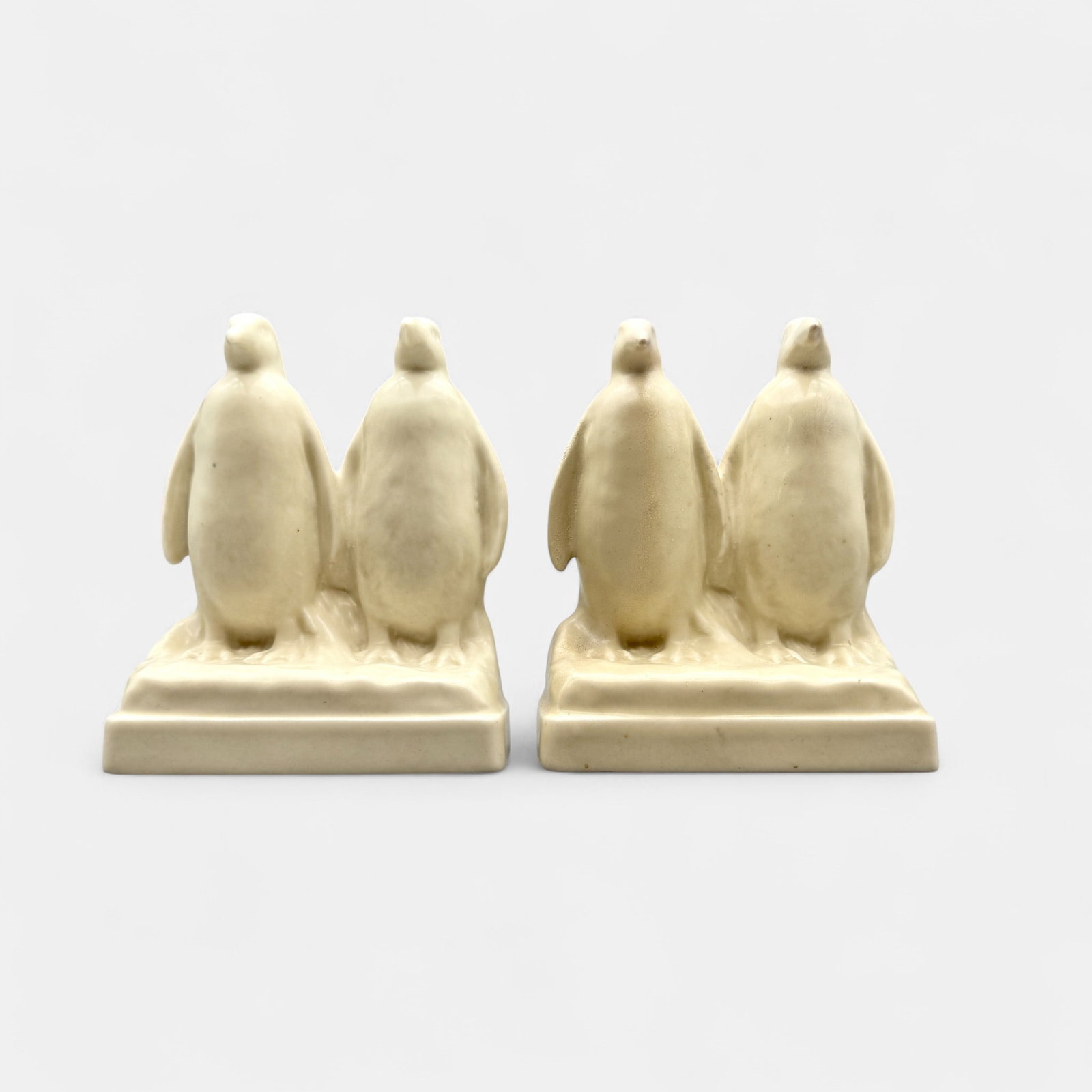 Pair of rare Rookwood Penguin bookends: Pair of rare Rookwood Penguin bookends, shape 2659, a Shirayamadani design, height 5 3/4 inches.