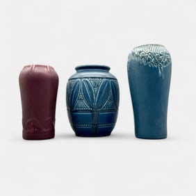 Three Rookwood Production mat glaze vases