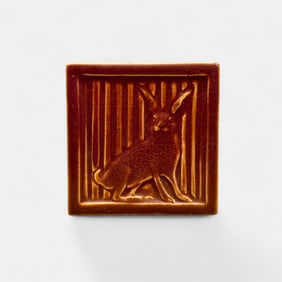 Uncommon  Rookwood "Rabbit" tile in rose mat