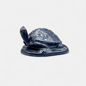 Rookiwood tuxrtle paperweight in glossy blue