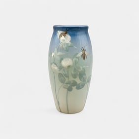 Rare Rookwood Iris vase, clover and bees. Schmidt