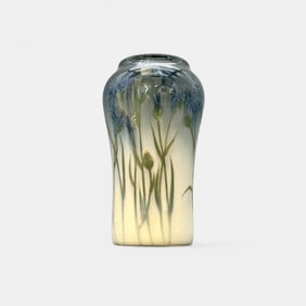 Rookwood Iris glaze vase, cornflowers, Bishop