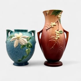 Two Roseville items:  Magnolia and Snowberry.