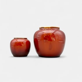 Two 1932 Glaze Effect pieces, Coromandel