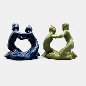Two Rookwood "Nymph" flower frogs