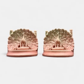 Pair of Rookwood "Peacock" bookends, 1926