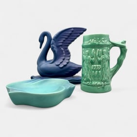 Two Van Briggle items and Chicago Worlds Fair mug.