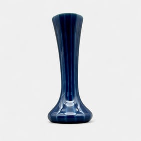 Ribbed Rookwood production vase in blue