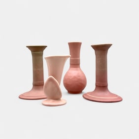 Four pink Rookwood items.