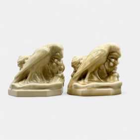 Pair of Rookwood "Rook" bookends in tan high glaze.  1944.