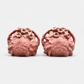 Pair of Rokwood "Flower Basket" bookends