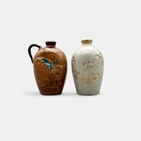 Two early Rookwood perfume jugs, Wenderoth and Taylor.