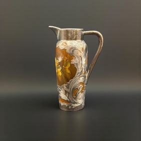 Rookwood Standard glaze cruet with Gorham silver overlay.