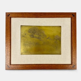 E.T. Hurley brass printing plate. landscape.