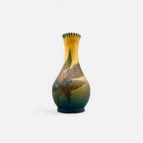 Rookwood Decorarted Mat vase, leaves, berries, Lkncoln.