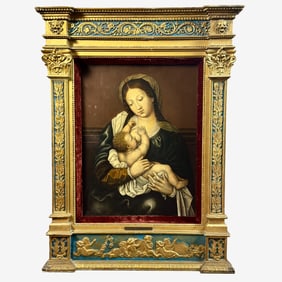 18th C. Old Master Oil on Panel, Mother and Child
